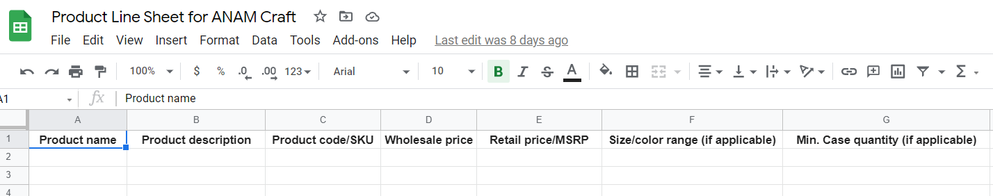 Product Information Example